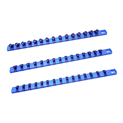 18” Magnetic Socket Organizer w/ (15) Twist Lock Clips - Blue #