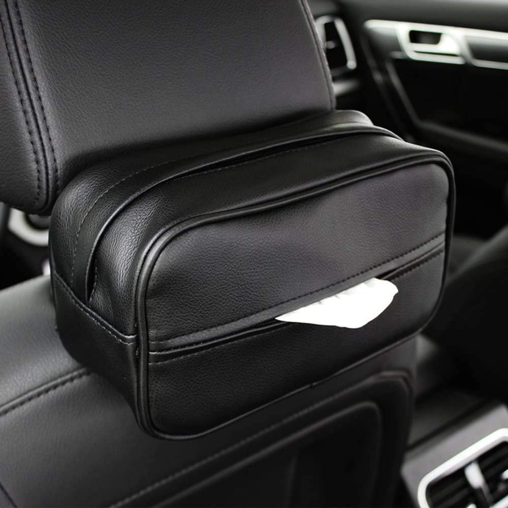 Interior Accessories Black DKIIGAME Car Tissue Holder Sun Visor Tissue  Holder Case,PU Leather Back Seat Headrest Hanging Napkin Tissue Boxes Holder  Consoles & Organizers