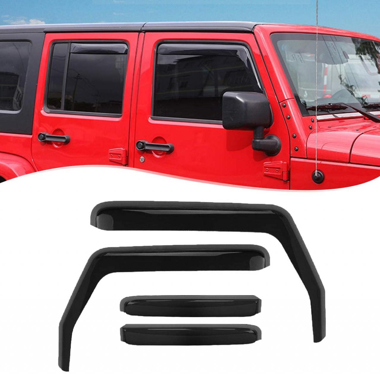 Rugged Ridge Carbon Fiber Window Rain Deflector Set 07-18 Jeep Wrangler JK  2 DR Car & Truck Parts Auto Parts & Accessories