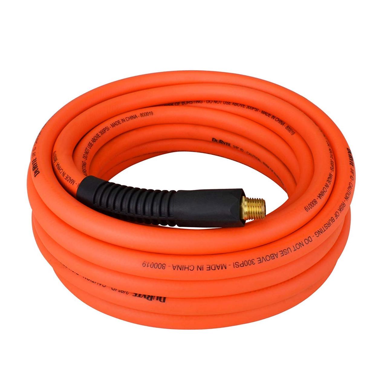DuRyte Pro 300 PSI Hybrid (PVC/Rubber) Air Hose - 3/8-Inch by 25-Feet,  1/4-Inch MNPT Brass Ends, Heavy Duty, Light Weight, Lays Flat, Soft,  Non-Kinking, Extreme All-Weather Flexibility: Buy Online at Best Price