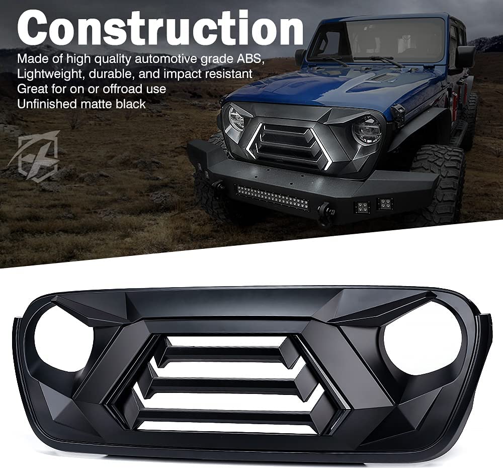 Buy Xprite Front Grill with Turn Signals and Daytime Running Light, Matte  Black Grille Compatible for 2018-2021 Jeep Wrangler JL JLU Gladiator  JT-Patent Design Online in Taiwan. B092D3H623