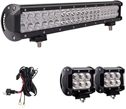 Buy Northpole Light 20 126W Led Light Bar Cree Spot Flood Combo LED Driving  Fog Light bar with 10FT 12V/40A Fuse Relay Rocker Switch Wiring Harness for  Off Road, Truck, Car, ATV,