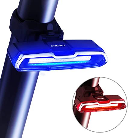 Amazon.com : Bike Tail Light, Canway Ultra Bright Bike Light USB  Rechargeable, LED Bicycle Rear Light, Waterproof Helmet Light, 5 Light Mode  Headlights with Red & Blue for Cycling Safety Flashlight Light (