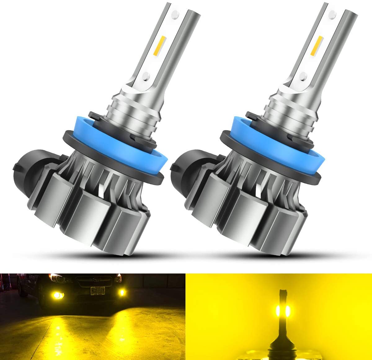 Buy ZonCar H11 LED Fog Lights Bulbs, 6000K Xenon White H8 H9 H16 Extremely  Bright 27-SMD Non-polarity Lamp Replacement for Cars, Trucks (Pack of 2)  Online in Indonesia. B07XSL63PM