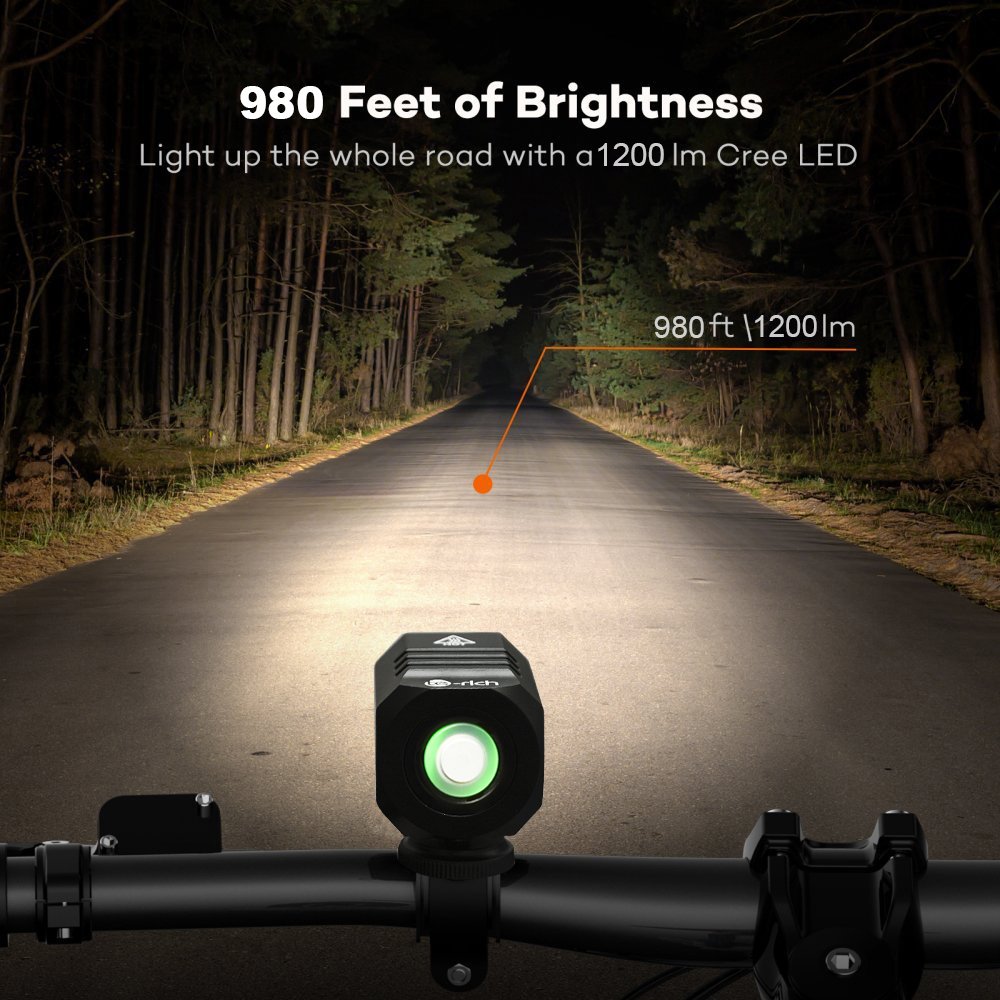 Super Bright Bike Light USB Rechargeable, Te-Rich 1200 Lumens Waterproof  Road/Mountain Bicycle Headlight and LED Taillight Set with 4400 mAh Battery  : Amazon.ae: Sporting Goods