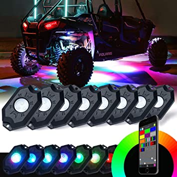 Buy Xprite RGB LED Truck Bed Light Kit, Wireless Remote Pickup Cargo 8  Colors Rock Lights Kits w/ Cigarette Lighter, Universal for Cars Interior,  Footwell, Underglow, Vans, UTV, ATV, Boats - 8