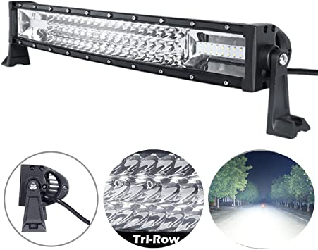 TRIPLE-ROW LED Light Bars, POWLAB 22 Inch 180W Led Light Bar Curved, 7D  24'' Tri-