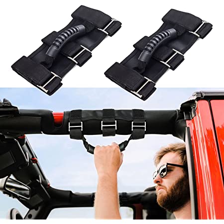 Buy moveland Upgrade Grab Handle Compatible with Jeep Wrangler TJ YJ JK  UTV, 4 Pack Deluxe RollBar Grab Handles Easy-to-fit for 1987-2020 Models  (Black) Online in Indonesia. B08WRY2VVH