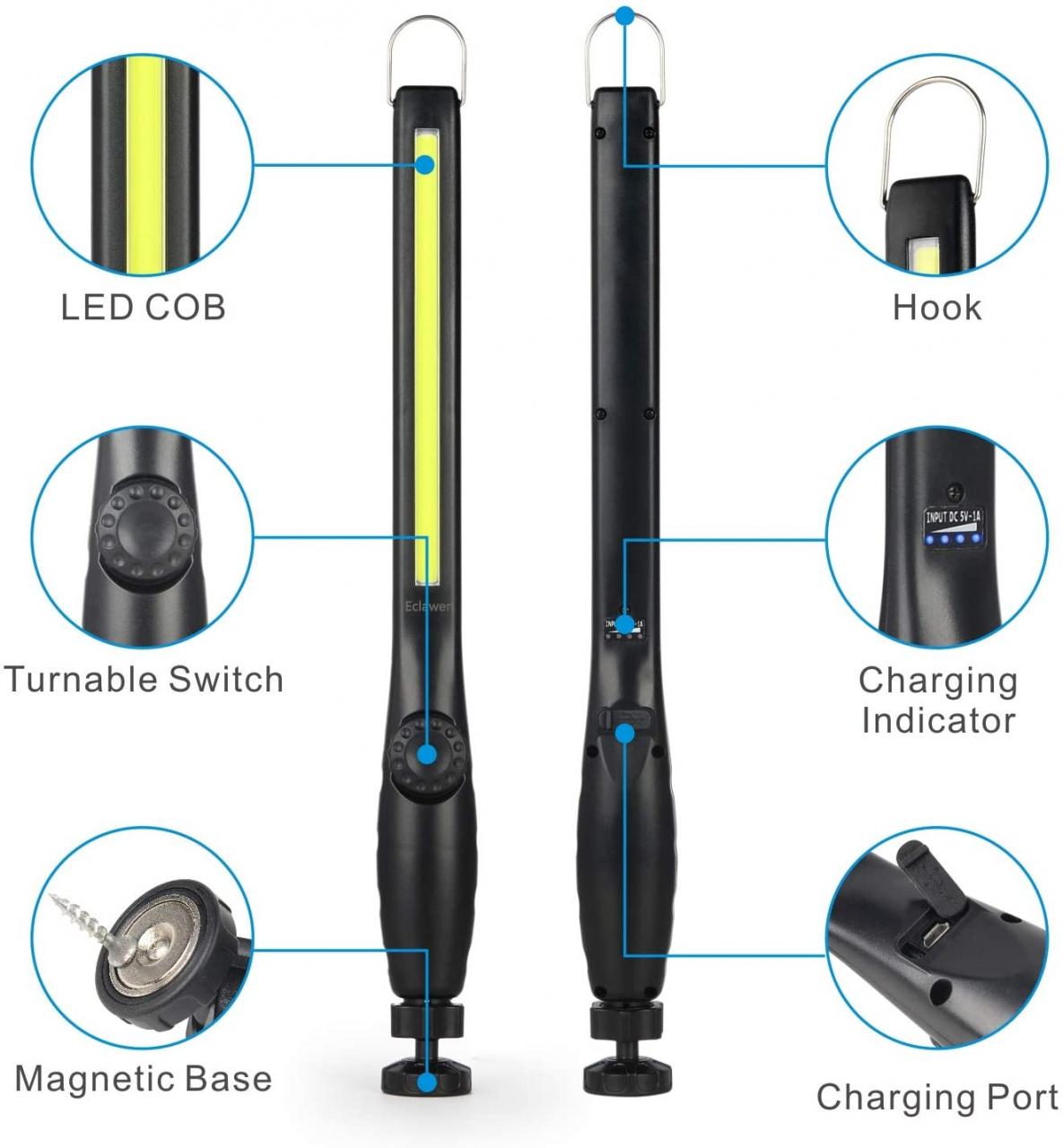 Buy Rechargeable Work Light, Eclawen COB Cordless Portable MagneticWork  Lights 700 Lumens Foldable with Magnetic Base, 3200mAh Flashlight  Inspection Light for Car Repair, Household and Outdoor Use Online in  Vietnam. B08Y6WGVXF