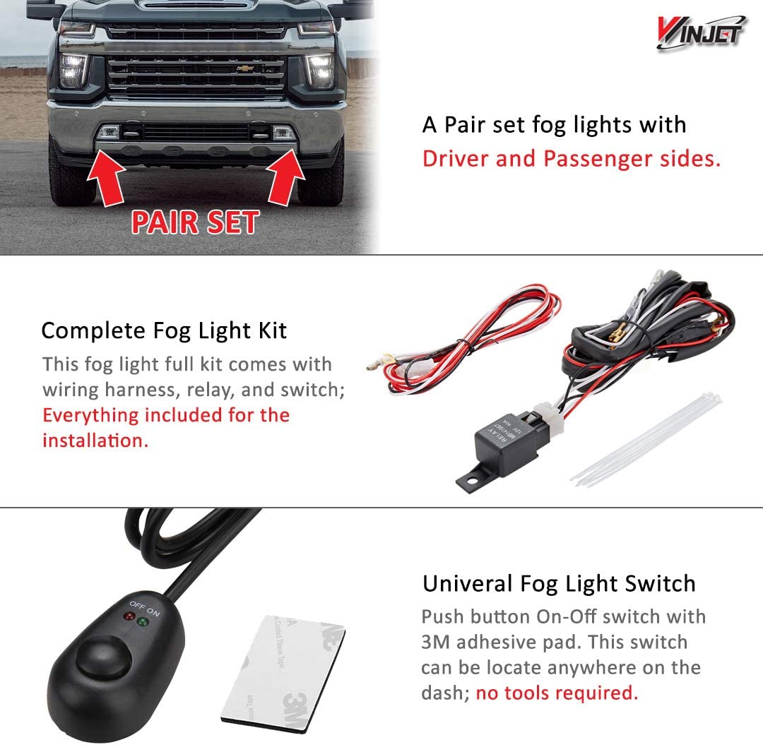 Buy Winjet Compatible with [2019 2020 2021 Chevrolet Silverado 1500 2500  3500] Driving LED Fog Lights + Switch + Wiring Kit Online in Taiwan.  B07M9LBMPX