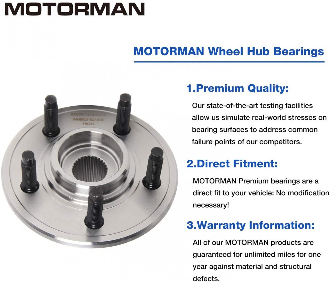 Buy MOTORMAN 521000 Rear Wheel Hub and Bearing Set - Both Left and Right -  Pair of 2 Online in Taiwan. B07C2FD737