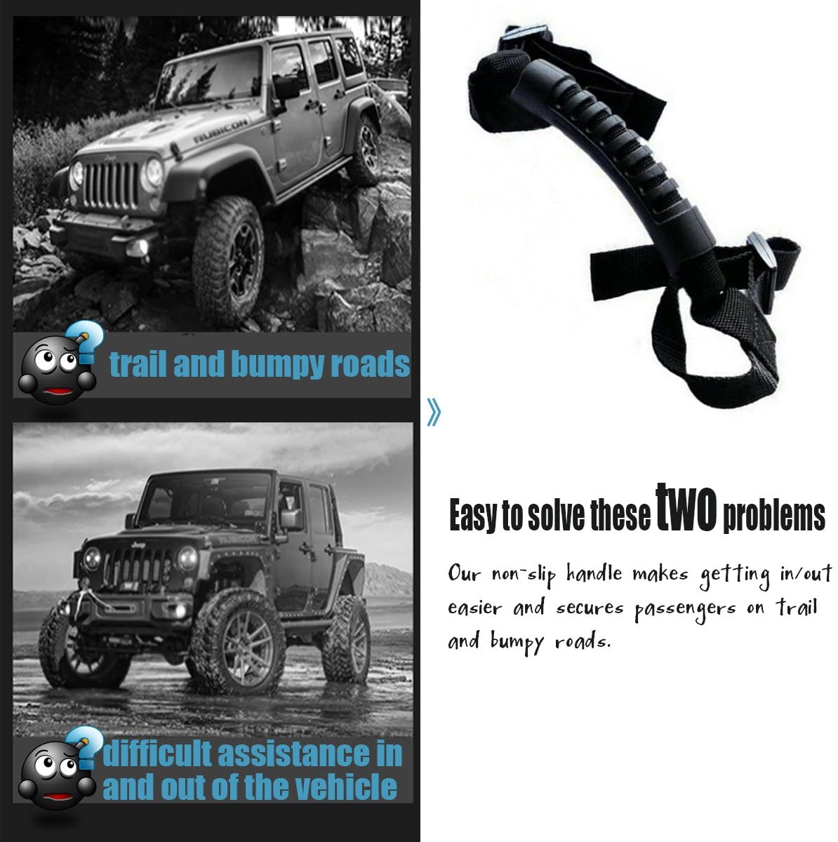 Buy 4 x Grab Handle moveland Compatible with Roll Bar Grab Handles Jeep  Wrangler YJ TJ JK JL Sports Sahara Freedom Rubicon X & Unlimited 1987-2021  (Black) Online in Turkey. B07H3LG2ZL
