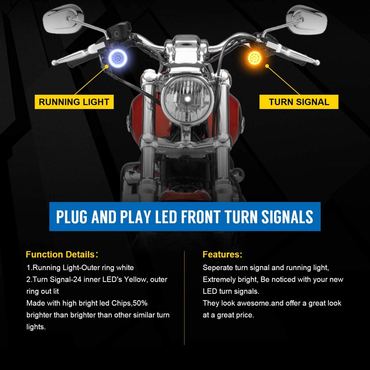 Buy LX-LIGHT Pair 2'' Bullet Style Front LED Turn Signal Lights 1157 LED  Running Light Kit Compatible with Harley Honda Yamaha Motorcycles Online in  Indonesia. B07FMVWD3P