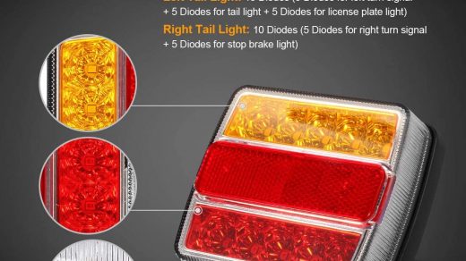 Lighting IP68 Waterproof Universal 2X 15 LED Trailer Rear Light Board Tail  Brake Stop Indicator License Plate Light Lamp Partsam Magnetic LED Trailer  Towing Light Kit w/Reflex 24ft Cable with 7 Pin