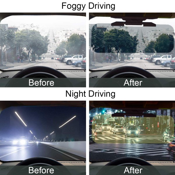 Car Sun Visor Anti-Glare Visor,2 in 1 HD Adjustable Car Day and Night  Universal