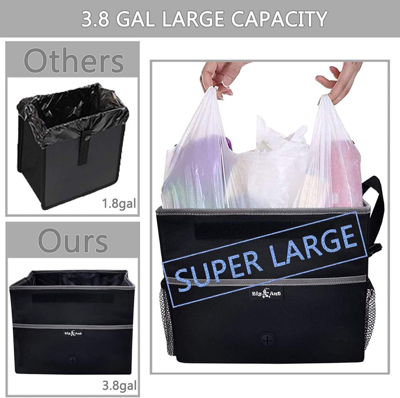 Foldable and Waterproof Auto Trash Bag Oxford Big Ant Car Trash Can Auto  Garbage Bag Hanging for Headrest Car Rubbish Bin with Lid and Side Pockets  Car Boot Organiser for SUV/Truck/Minivan/Auto Car