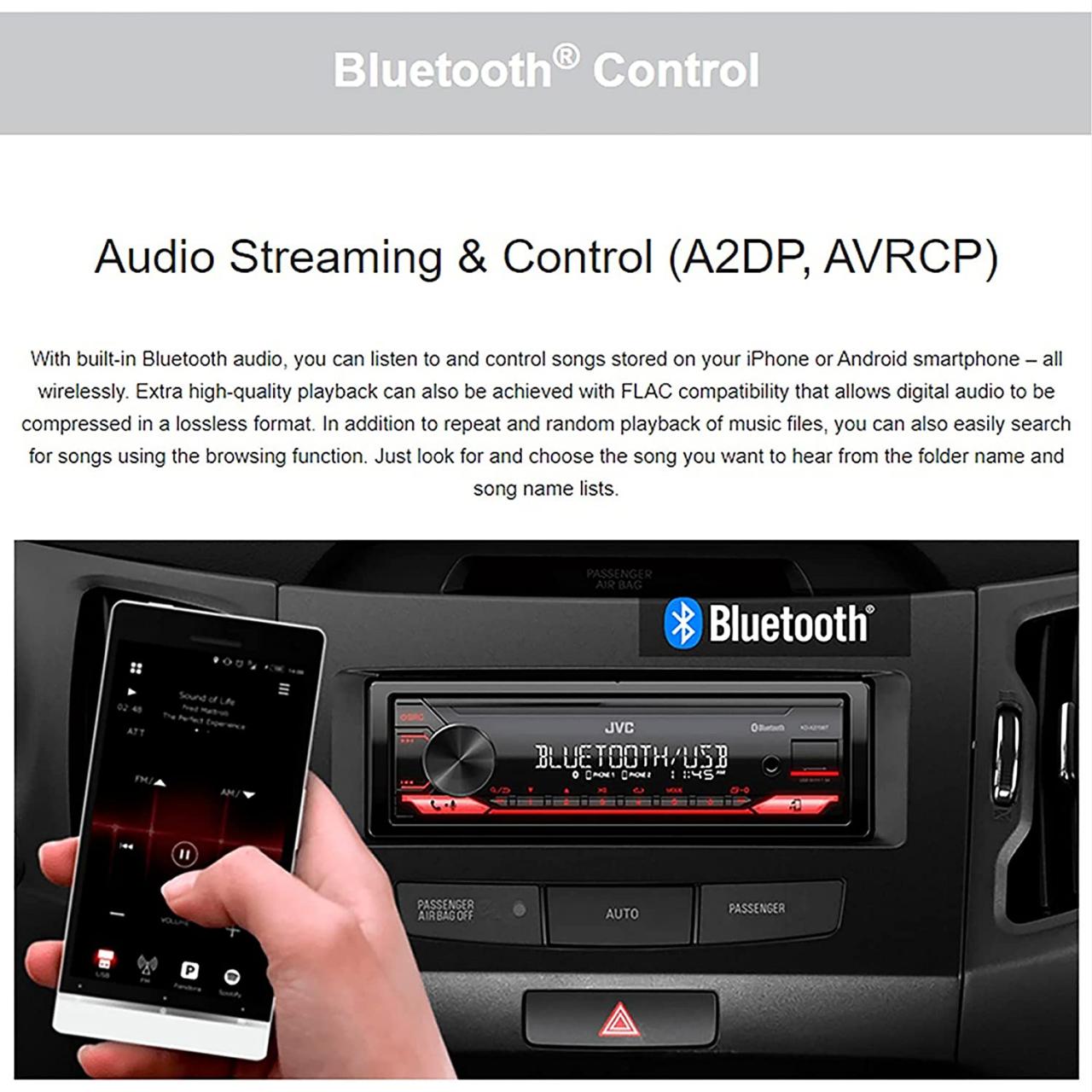 Buy JVC KD-SX26BT Bluetooth Car Stereo Receiver with USB Port – AMFM Radio,  MP3 Player, High Contrast LCD, Detachable Face Plate – Single DIN – 13-Band  EQ Online in Taiwan. B099KTJF2M