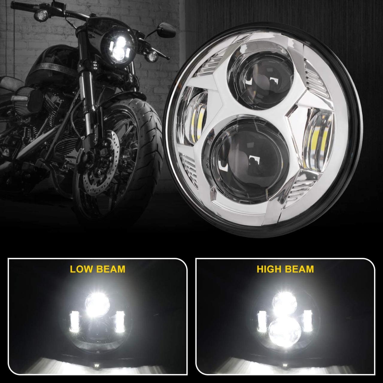Buy LX-LIGHT Chorme 51W 5-3/4 5.75 inch LED Headlight with EMC Compatible  with Iron 883 Dyna Street Bob Super Wide Glide Low Rider Night Rod Train  Softail Deuce Custom Sportster Online in