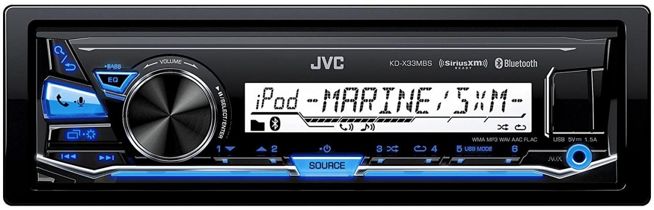 Car Electronics JVC KD-X33MBS Single DIN Marine Grade Bluetooth In-Dash  Mechless Car Stereo KDX33MBS_6 Car Audio