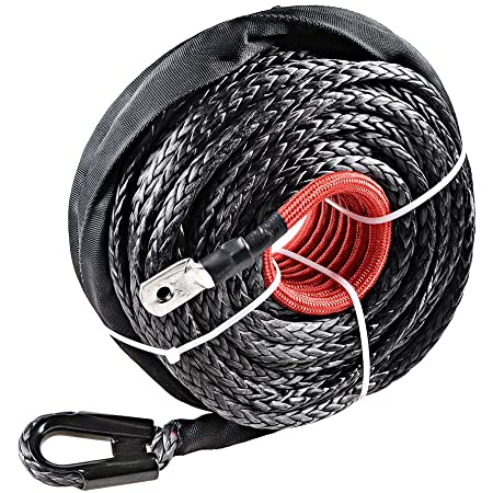 Buy Astra Depot 50' x 1/4 RED 7000lbs Strong Synthetic Winch Rope Rock and  All Heat Guard + Rubber Stopper + Red Heavy Duty Half-Linked Hook for Truck  ATV UTV KFI Online