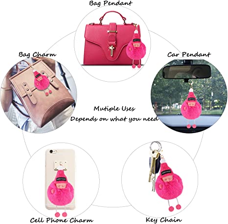 Buy I-BOSOM 2PCS Cute Doll Keychain Pom Pom Car Keyring Holder Car Charm  Pendant Bag Charm Key Chain Online in Turkey. B07S15QLK5