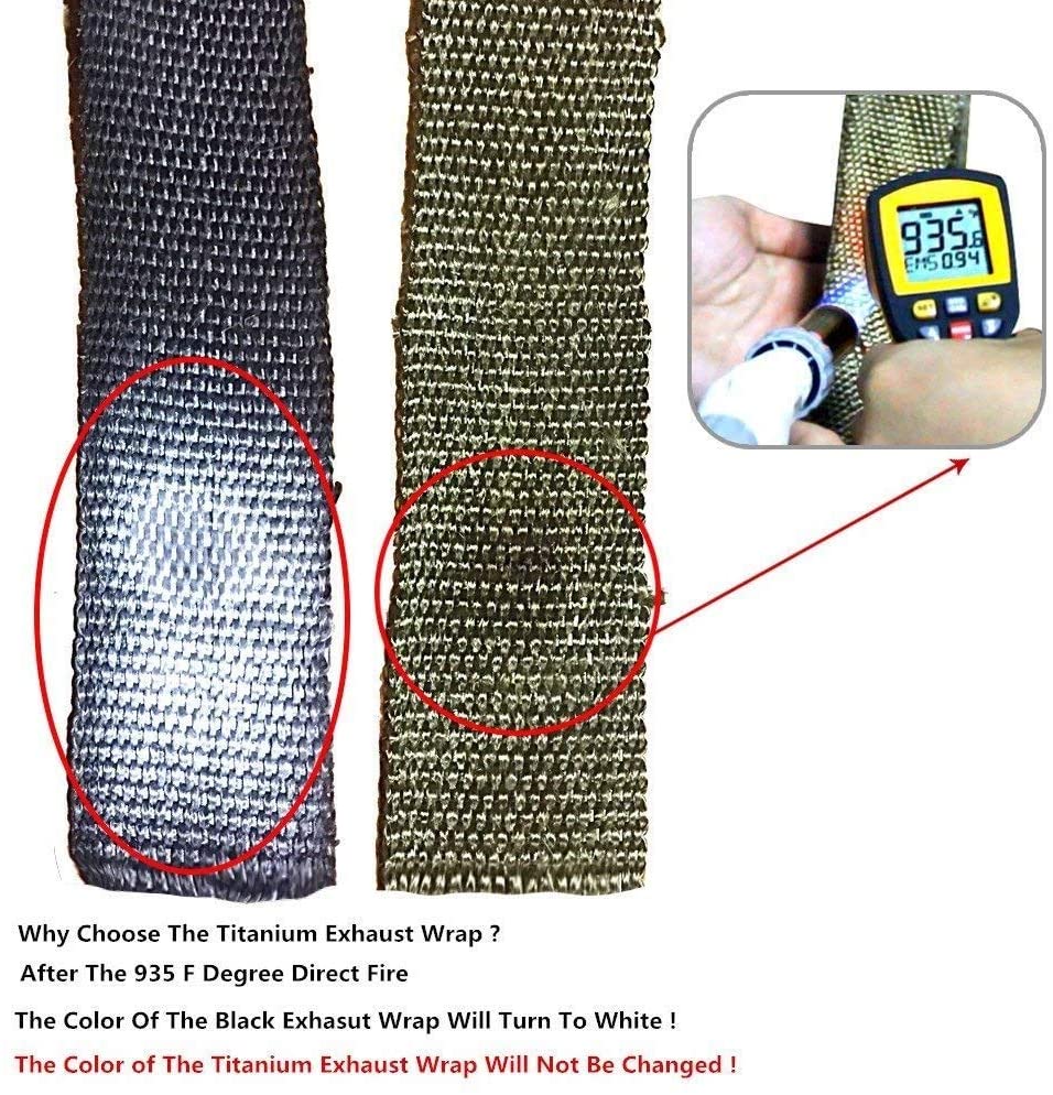Buy LEDAUT 2 x 50' Titanium Exhaust Heat Wrap Roll for Motorcycle  Fiberglass Heat Shield Tape with Stainless Ties Online in South Korea.  B011B99B0I