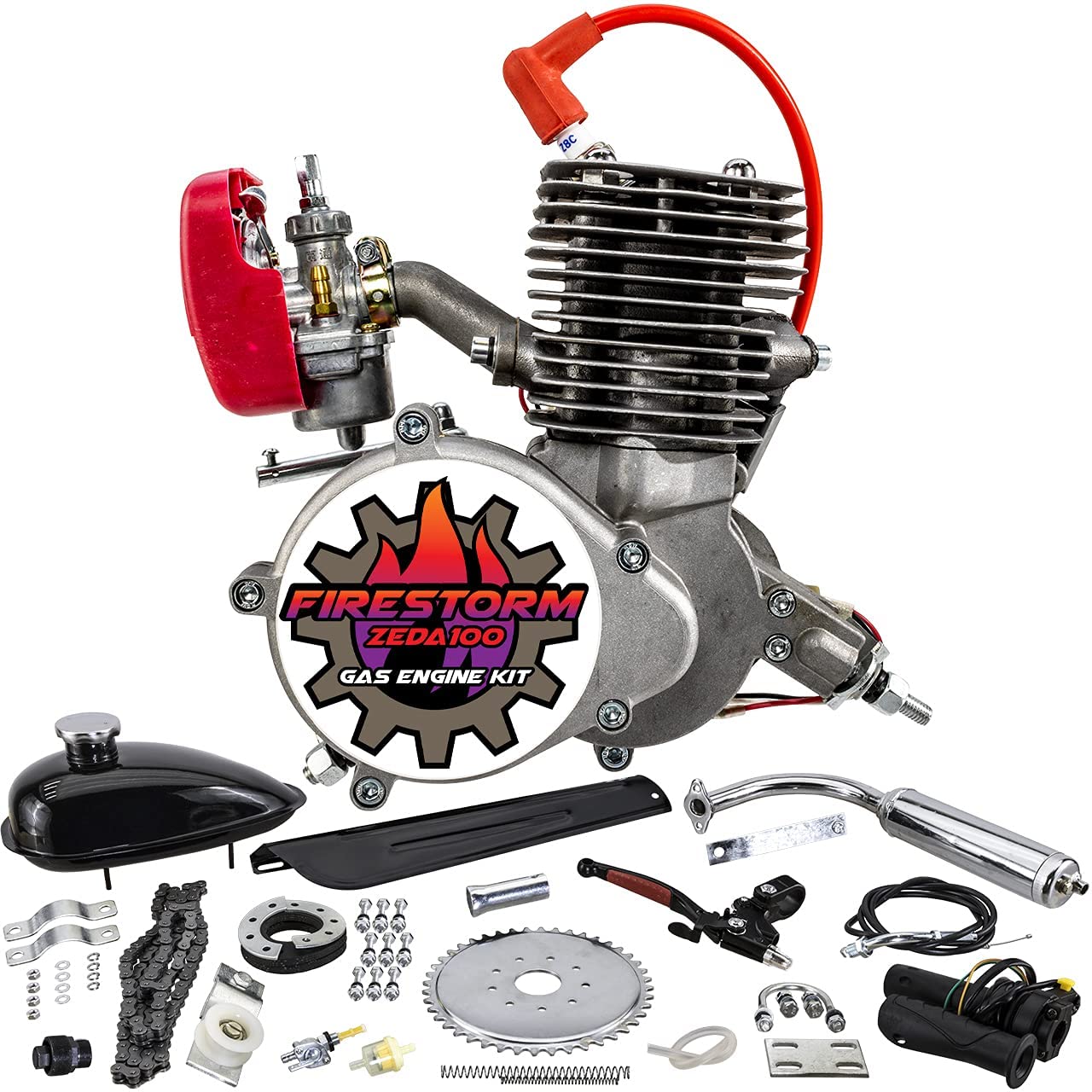 New Zeda 80 T-Belt Drive Complete 2 Stroke 80cc Bicycle Engine Kit -  Firestorm Edition | Bicycle engine, Bicycle engine kit, Bike engine kit