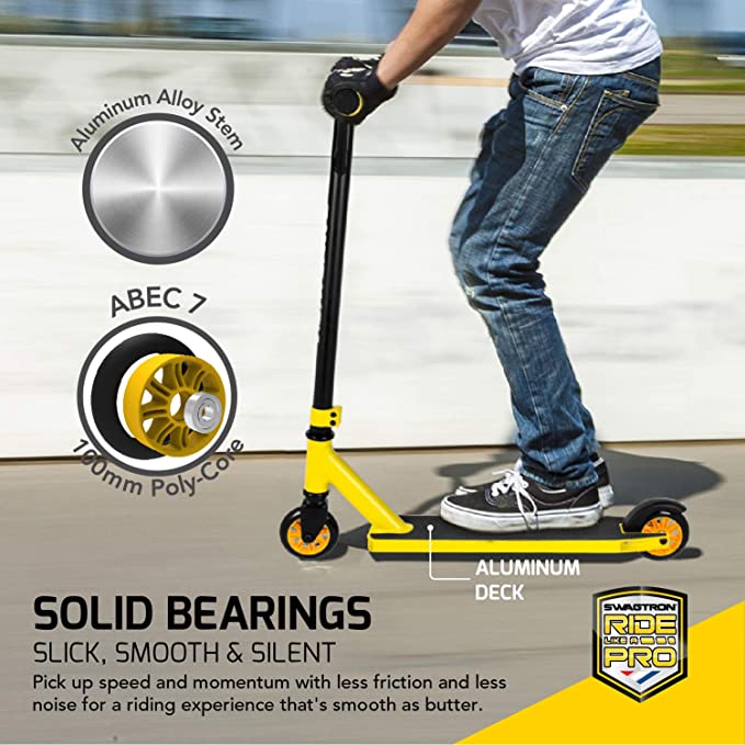 Buy Swagtron ST047 Elite Pro Stunt Scooter — Advanced Competition-Ready Freestyle  Trick Scooter | ABEC-9 Chrome Bearings, Aluminum-Core 110mm Wheels — Ages:  15+, Max. Weight: 260 LB (Blue) Online in Vietnam. B07959VQPK