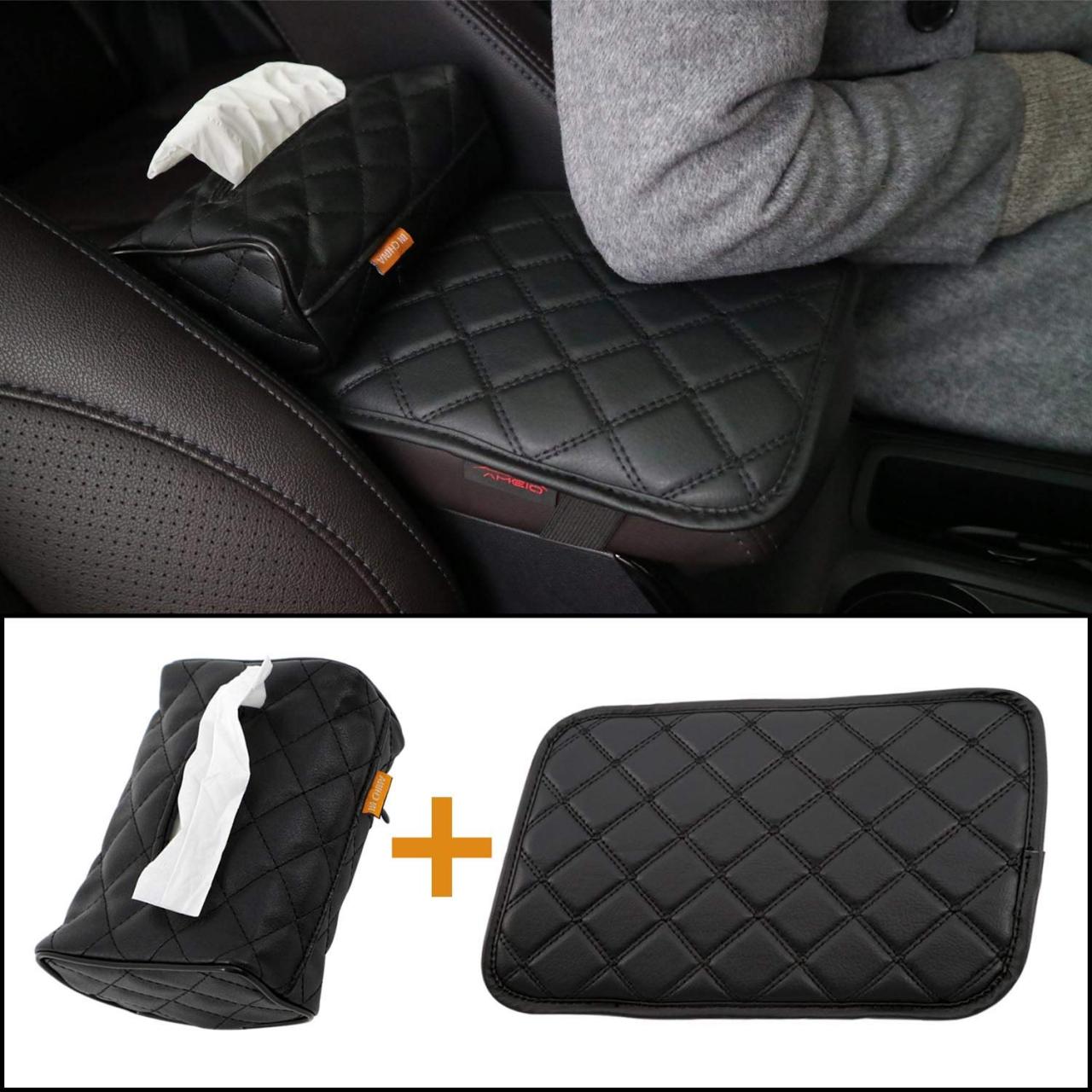 AMEIQ Car Armrest Cushion Pad, Tissue Holder and Paper Napkin Box, Center  Console Mat, Seat Box Cover Protector, PU Leather Universal Fit, Black: Buy  Online at Best Price in UAE - Amazon.ae