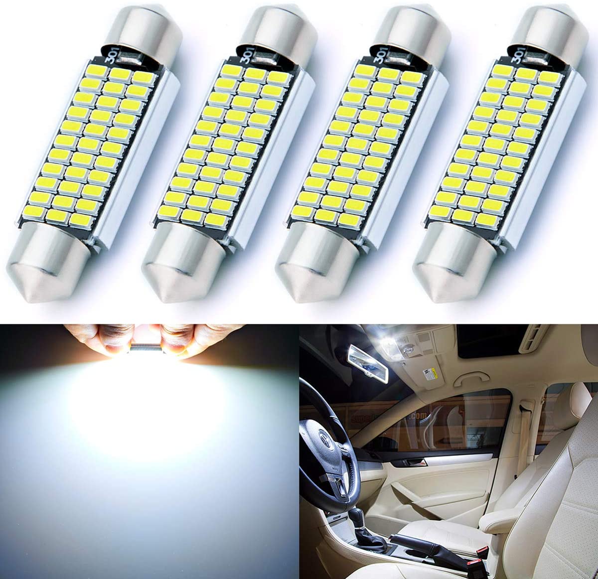 Buy AUTOGINE 4pcs CAN-Bus Error Free 211-2 212-2 569 578 LED Bulbs Festoon  41MM / 42MM 1.72” Xenon White 3014 33-EX Chipsets for Car Interior Dome Map  Door Courtesy License Plate Lights Online in Indonesia. B07FYHNS8R