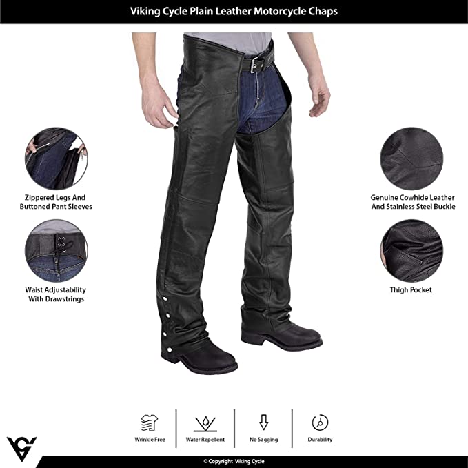 Viking Cycle Unisex-Adult Plain Motorcycle Leather Chaps : Amazon.ca:  Automotive