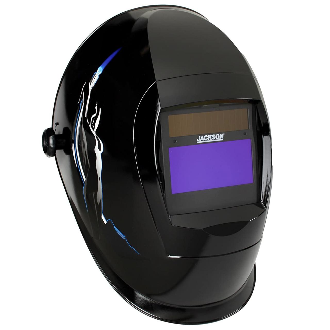Airgas - SEL46101 - Jackson Safety® HLX-100 Red/White/Blue Welding Helmet  With 3.94” X 2.36” Variable Shades 9 - 13 Auto Darkening Lens, Insight® And  Stars & Scars Design
