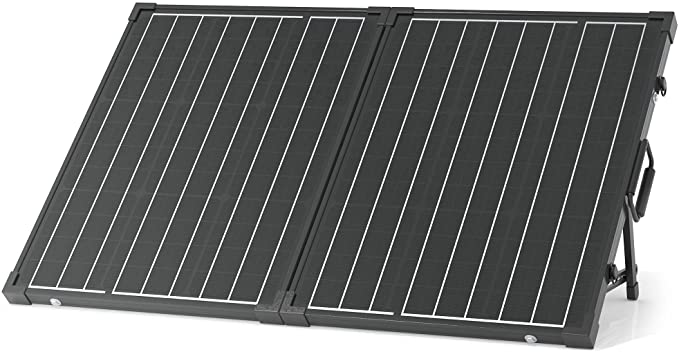 ACOPOWER UV11007GD 100W Foldable Solar Panel Kit, 12V Battery and Generator  Ready Suitcase with Charge Controller