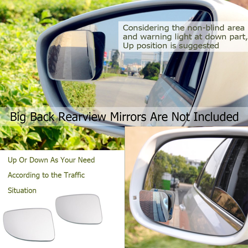 Right & Left, Big Rear Mirrors are Not Included Blind Spot Mirror for Car  Truck Fan Shape Frameless 2 Small Blindspot Mirror Convex Mirrors,1 Pair  Mirrors