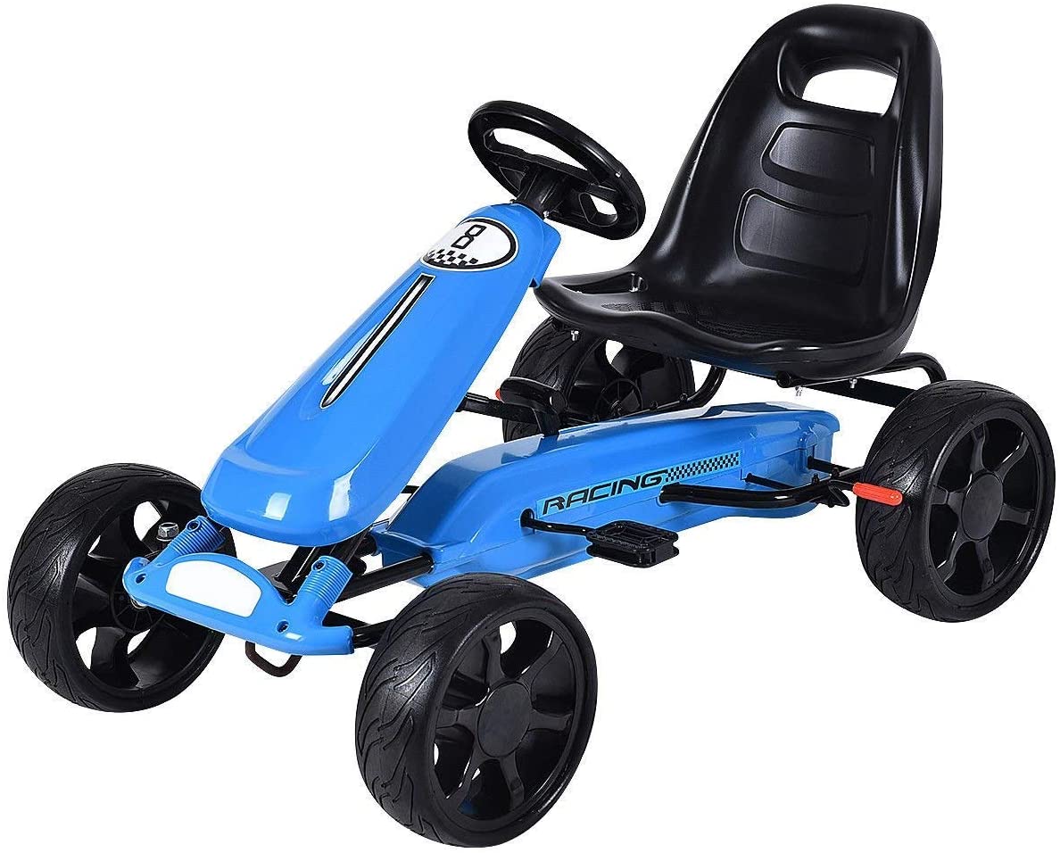 Buy Costzon Go Kart, 4 Wheel Powered Ride On Toy, Kids' Pedal Cars for  Outdoor, Racer Pedal Car with Clutch, Brake, EVA Rubber Tires, Adjustable  Seat (Blue Go Kart) Online in Indonesia.