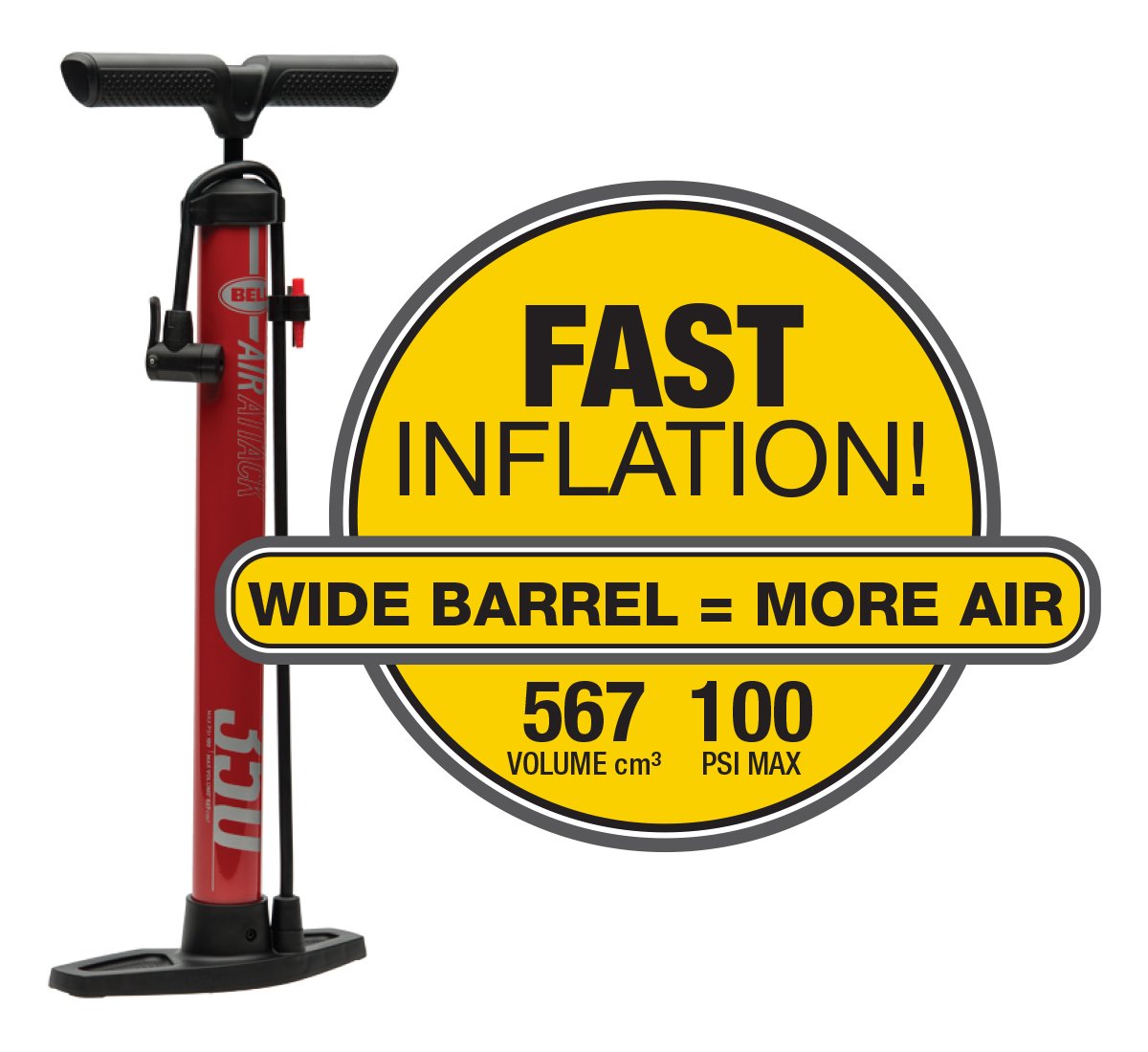 Bell Air Attack 350 High Volume Bicycle Pump Red Stripe, Air Attack 350:  Buy Online at Best Price in UAE - Amazon.ae