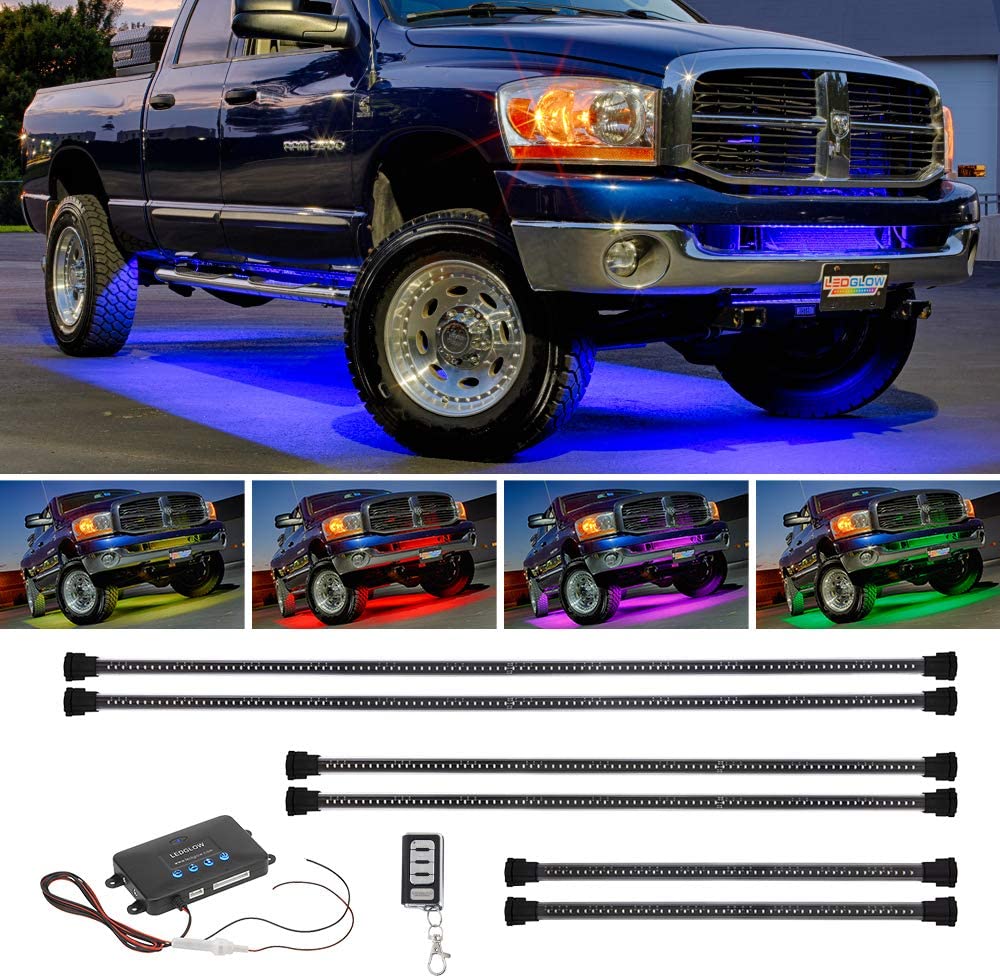 Accessory Lighting & Kits Motorcycle & ATV Solid Color Illumination LEDGlow  6pc Blue Truck Slimline LED Underbody Underglow Accent Neon Lighting Kit  Low Profile Tubes Included Power Switch Turns Lights On &