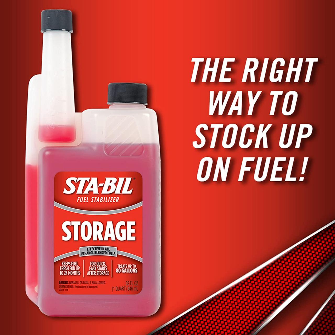 Buy STA-BIL (22214) Storage Fuel Stabilizer - To Keep Fuel Fresh Fuel Up To  Two Years - Effective In All Gasoline Including All Ethanol Blended Fuels -  Treats Up To 80 Gallons,