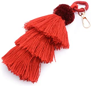 autumn and winter coat pendant I-BOSOM Colorful Boho Pom Pom Tassel Bag  Charm Key Chain