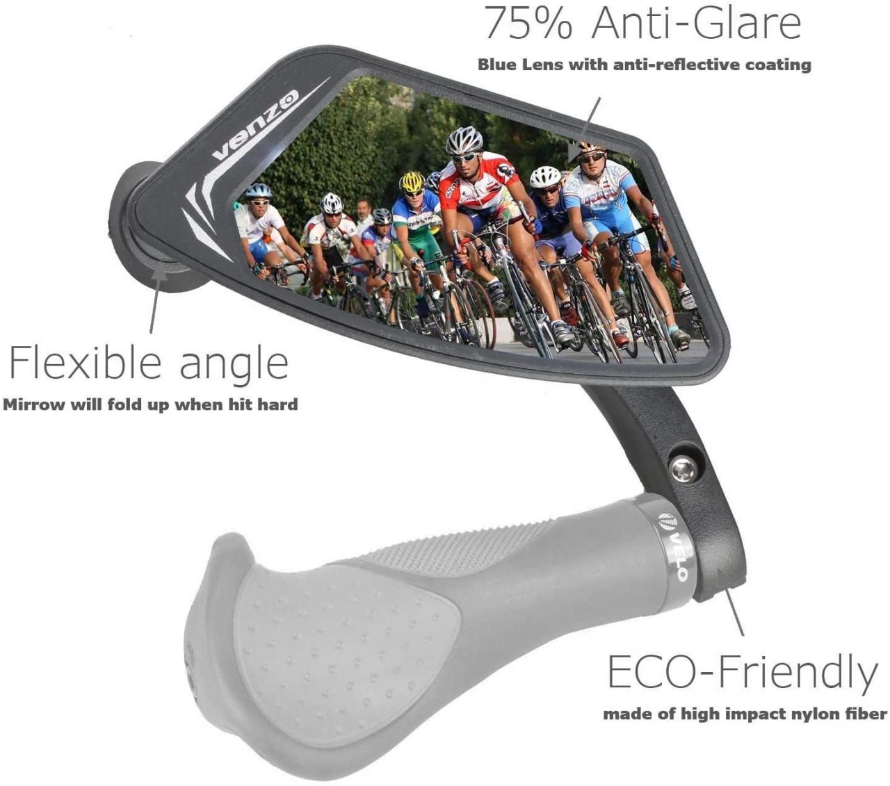 Venzo Bicycle Bike Handlebar Stainless Steel Mirror Universal Design Blue  Left Sporting Goods Mirrors romeinformation.it