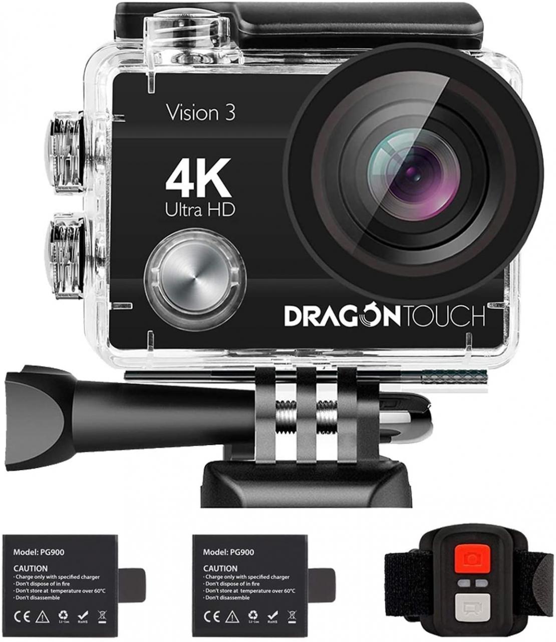 Buy Dragon Touch Touch Screen Action Camera, 4K 16MP Underwater 100ft  Waterproof Camera, 2 Rechargeable Batteries and Mounting Accessories Kit -  Vision 3 Pro Online in Hong Kong. B07RKQ4QLN