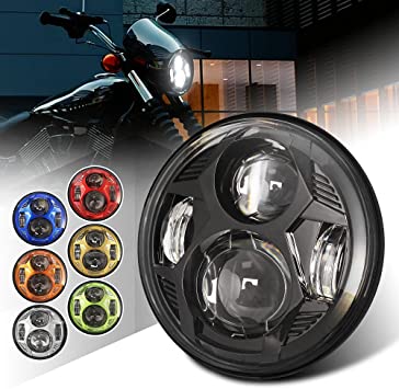 SUPAREE LED Motorcycle Headlight 7 inches with Universal Bracket Clamp Red  Atmosphere White DRL Hi/Low Beam for Harley Honda Yamaha Victory Kawasaki  Suzuki Cafe Racer- Buy Online in Angola at angola.desertcart.com. ProductId  :