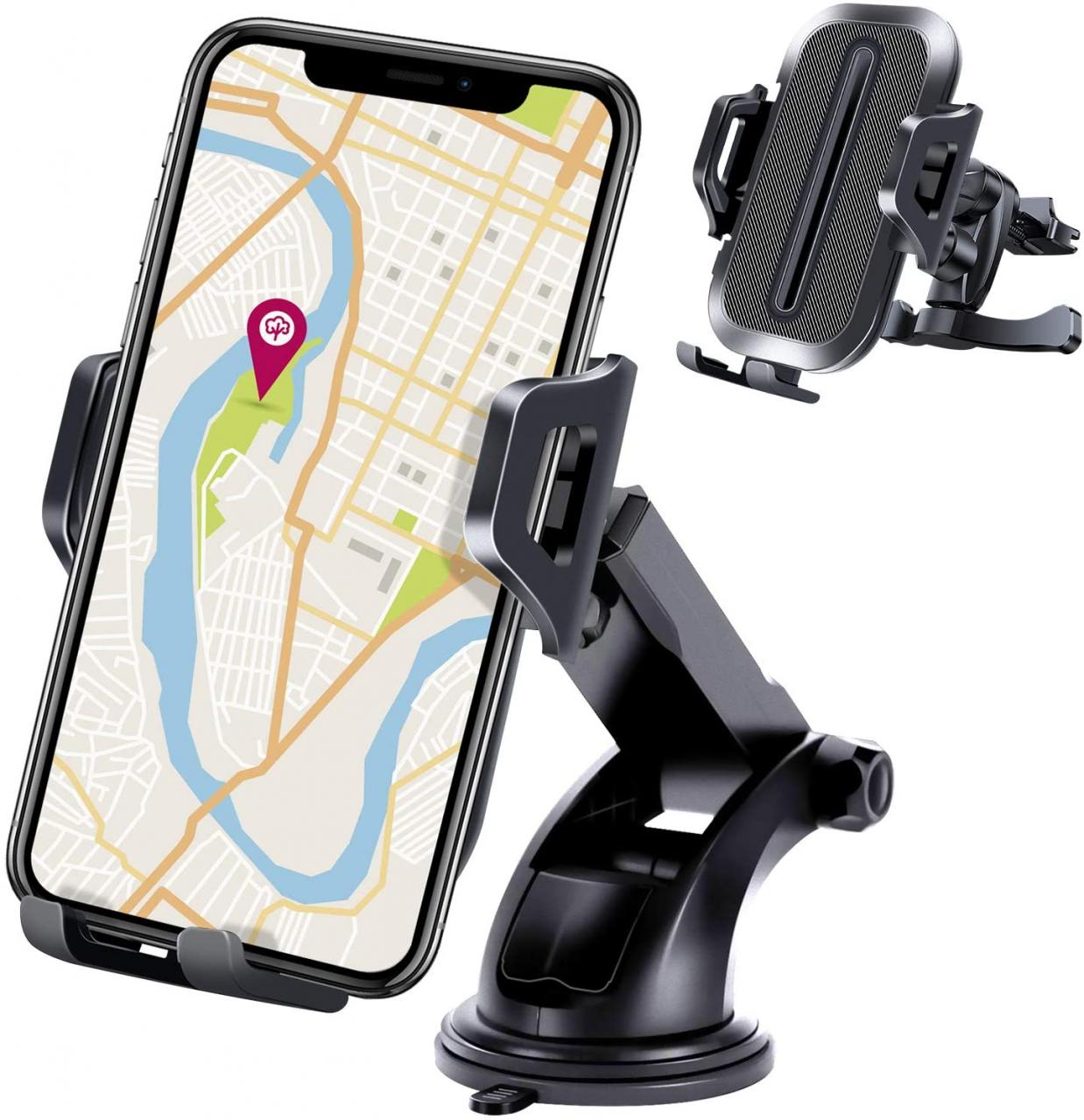 XBRN 2 in 1 Phone Holder for Car Dashboard Windshield Air Vent Desk Mount  Universal Car Mount Holder 360 Degree Rotation Compatible with iPhone LG  Google Pixel & All Smartphone Samsung Car