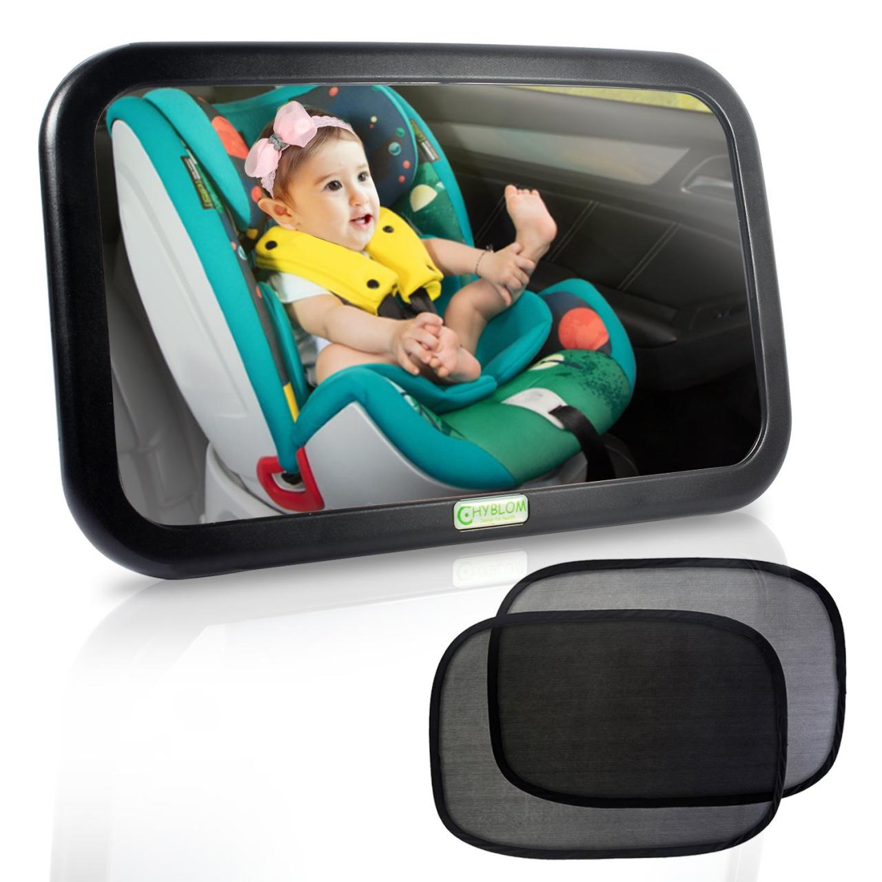 HYBLOM Baby Car Mirror for Back Seat Mirror Safety View Infant Rear Facing  Car Seat in Backseat Accessories, Large Wide 360 Adjustable Baby Car  Rearview Mirror & Double Straps- Buy Online in