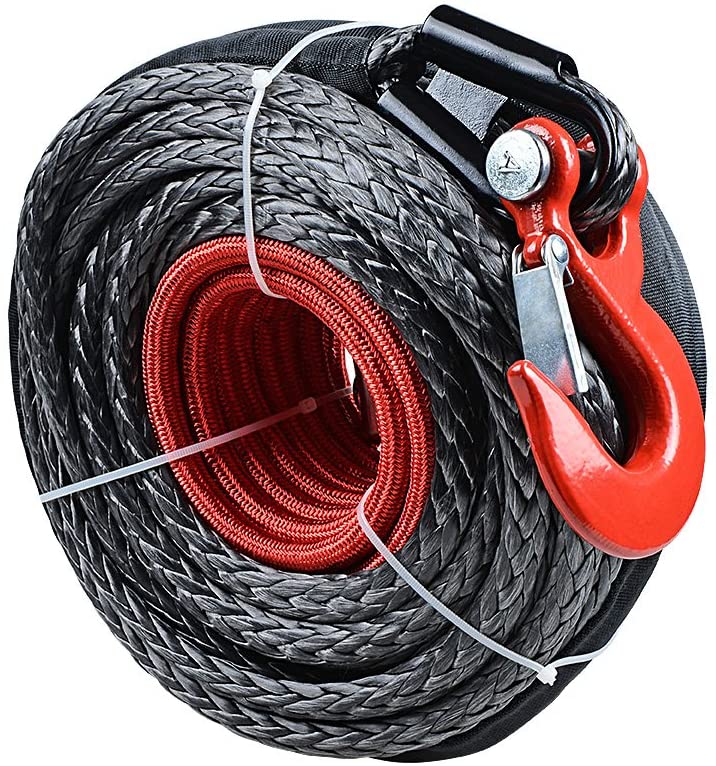 Buy Astra Depot 92ft x 1/2 inch (2000LBs Synthetic Winch Rope Cable Heat  Guard w/Red Winch Hook + Black Devil Angry Fury Alluminum 10 inch (awse  Fairlead ATV UTV Truck Boat KFI
