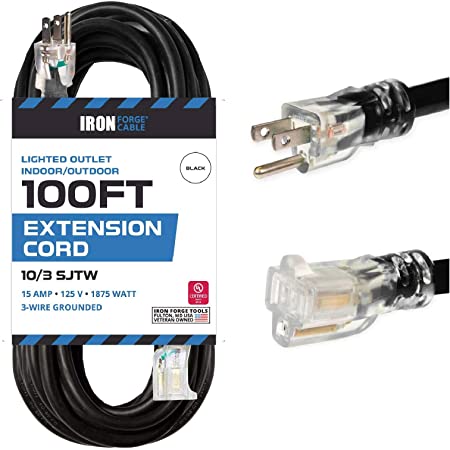 Iron Forge Cable Indoor 3 Outlet 3 Prong Extension Cord, 25-Ft