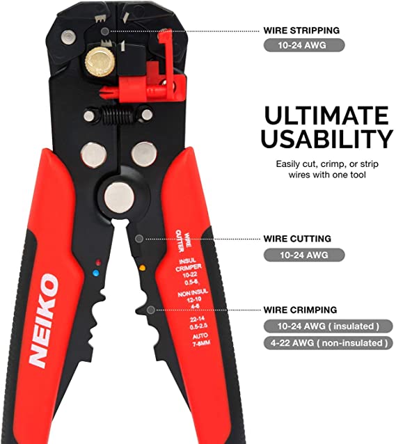 Neiko 01924A 3-in-1 Automatic Wire Stripper, Cutter and Crimping Tool,  Self-Adjusting : Amazon.co.uk: DIY & Tools