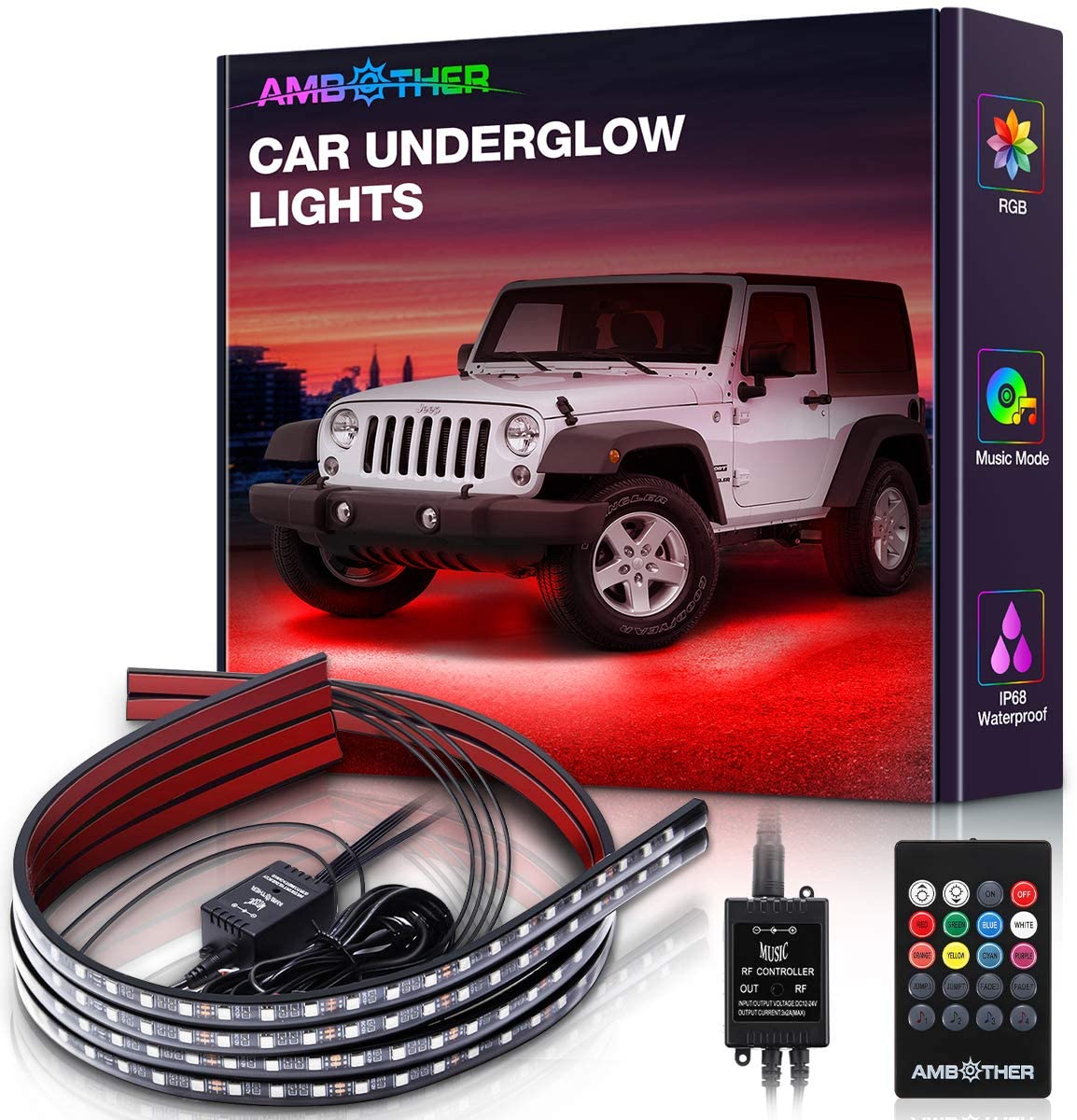Buy AMBOTHER Car Underglow Lights RGB Exterior Car LED Lights with Remote  Control, Music Mode, Scene Mode, Colors Changing 2 Lines Design Underlights  for Cars, Trucks, DC 12-24volt Online in Nigeria. B091BQX1FK