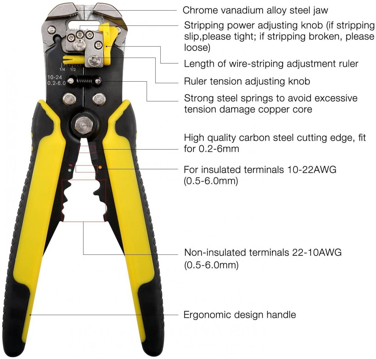 Buy Wire Stripper,ZOTO Self-adjusting Cable Cutter Crimper,Automatic Wire  Stripping Tool/Cutting Pliers Tool for Industry Online in Kazakhstan.  B072J62TBN
