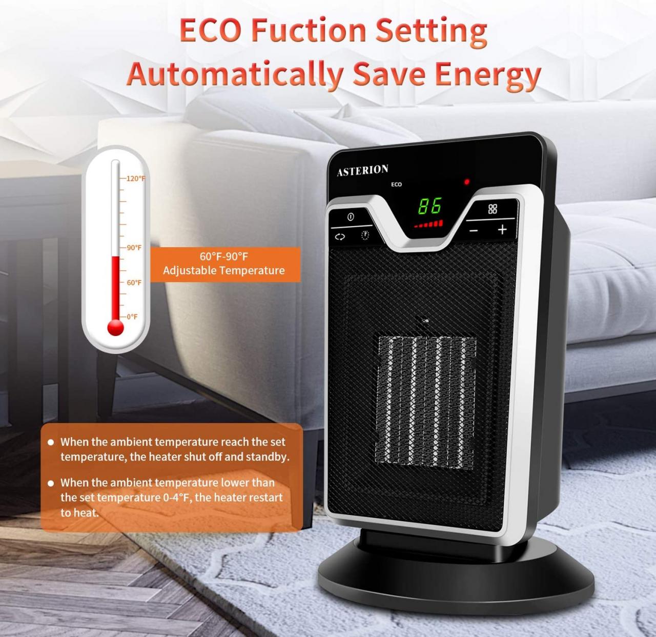 Oscillating Space Heater – Ceramic Forced Fan Heating with Stay Cool  Housing - Tower with Remote Control, Digital Thermostat, Timer, Large  Temperature Display and Efficient ECO Mode - by Bovado USA | Pricepulse